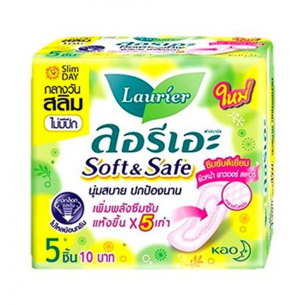 Băng Vệ Sinh Ban Ngày Laurier Soft & Safe Slim Thái Lan Gói 5 Miếng