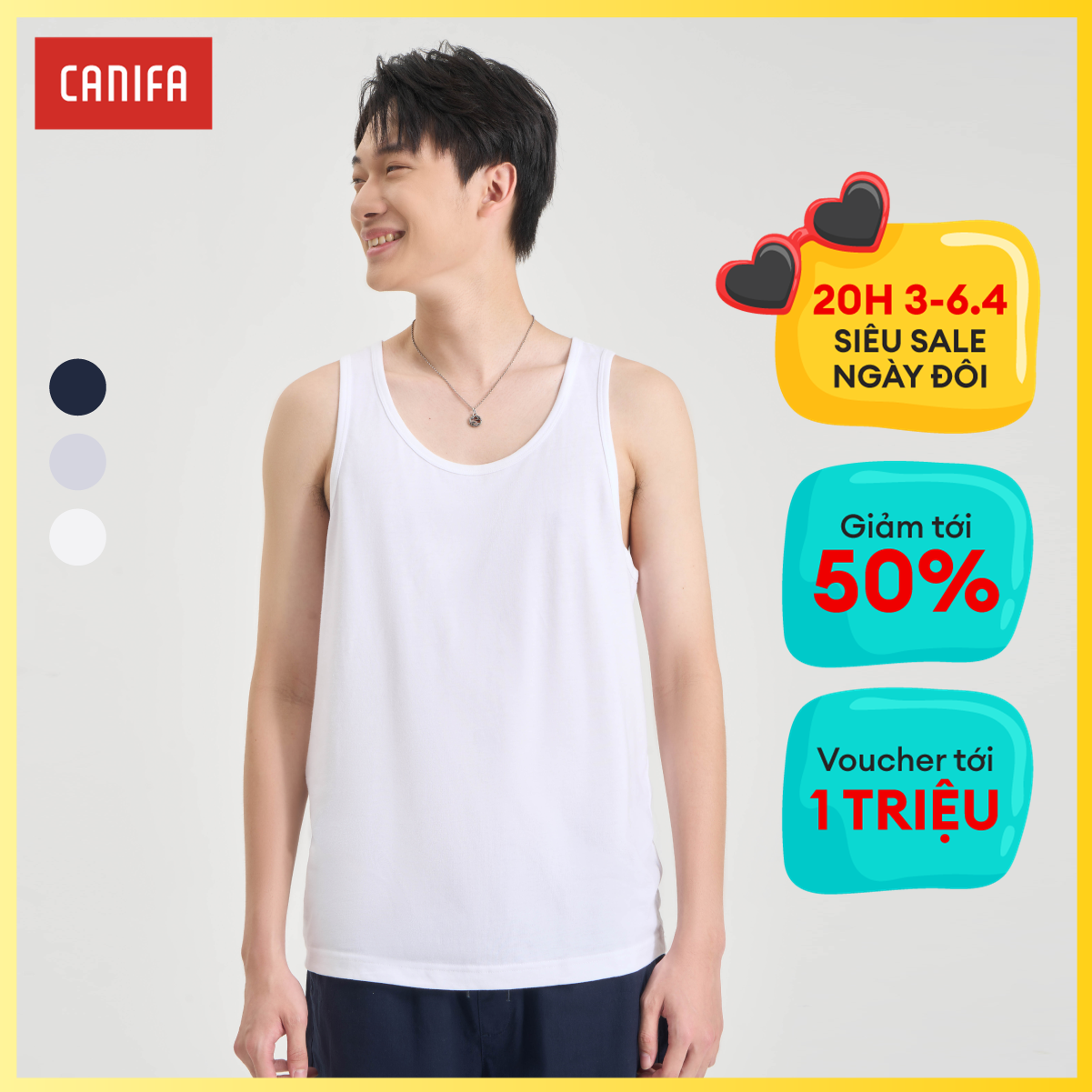 [15-17.10 VOUCHER TỚI 500K] Combo 2 áo mặc nhà nam CANIFA 8LA24A001