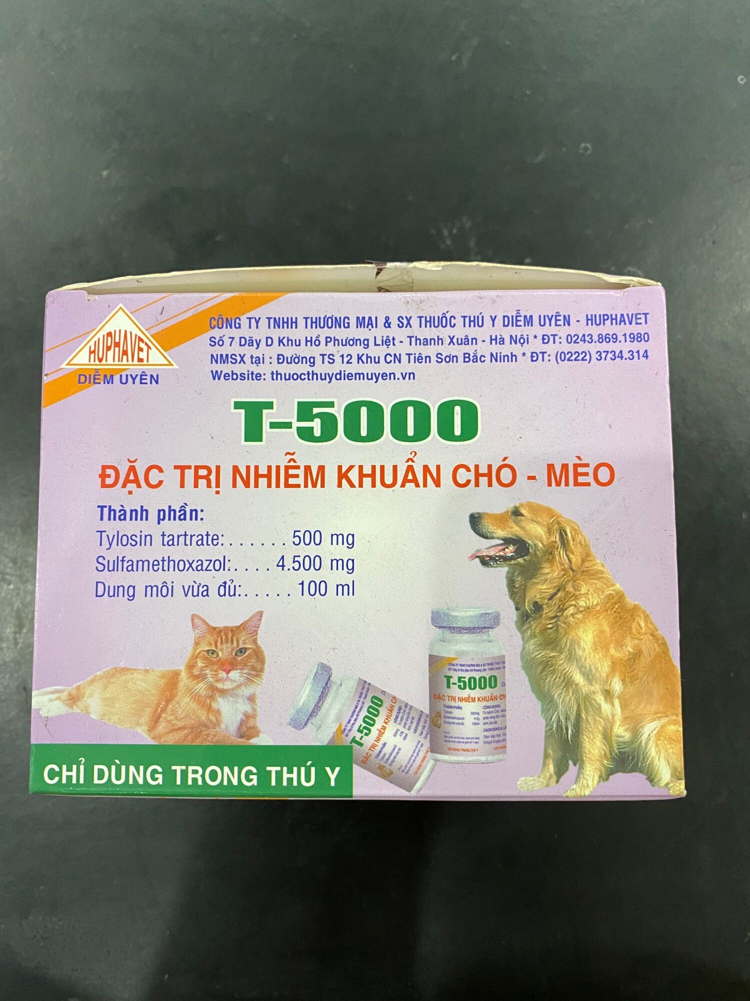 Lọ tiêm 10ml T-5000 chữa nhiễm khuẩn ở chó mèo