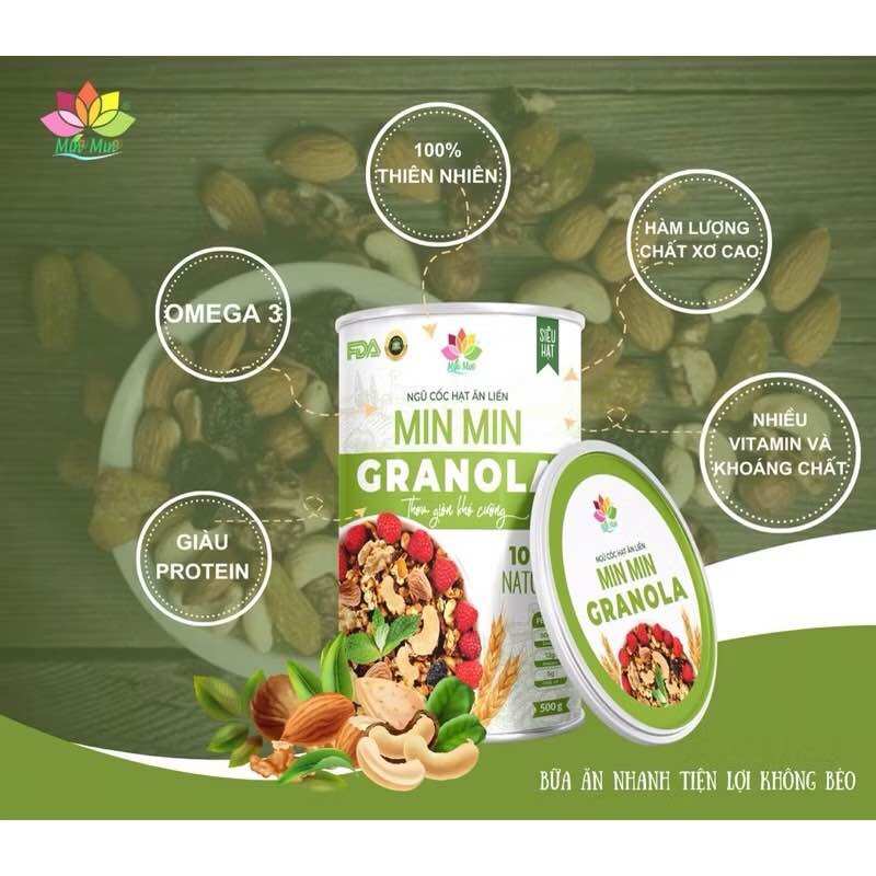 Ngũ cốc hạt ăn liền Granola Min Min (hộp 500g)