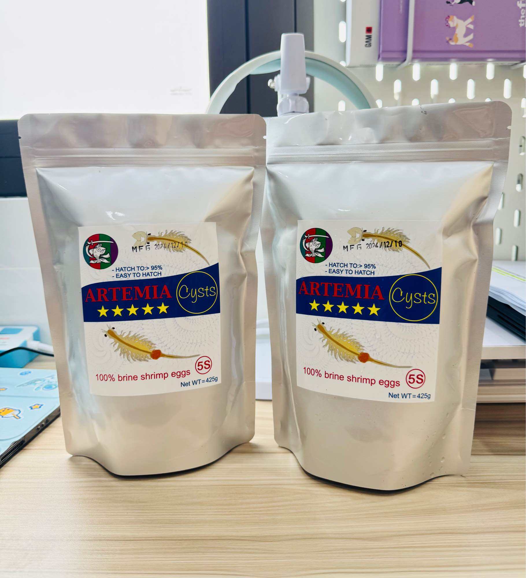 Artemia lon vàng túi zip Trung Quốc (425g) ,tỉ lệ nở cao.