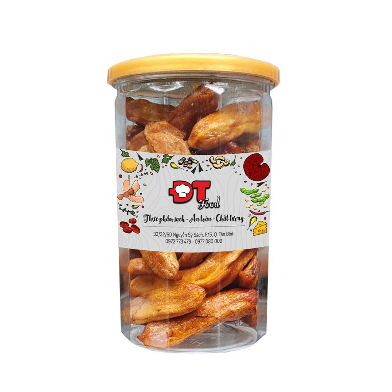 Chuối sấy dẻo Đà Lạt nguyên trái hộp 500g