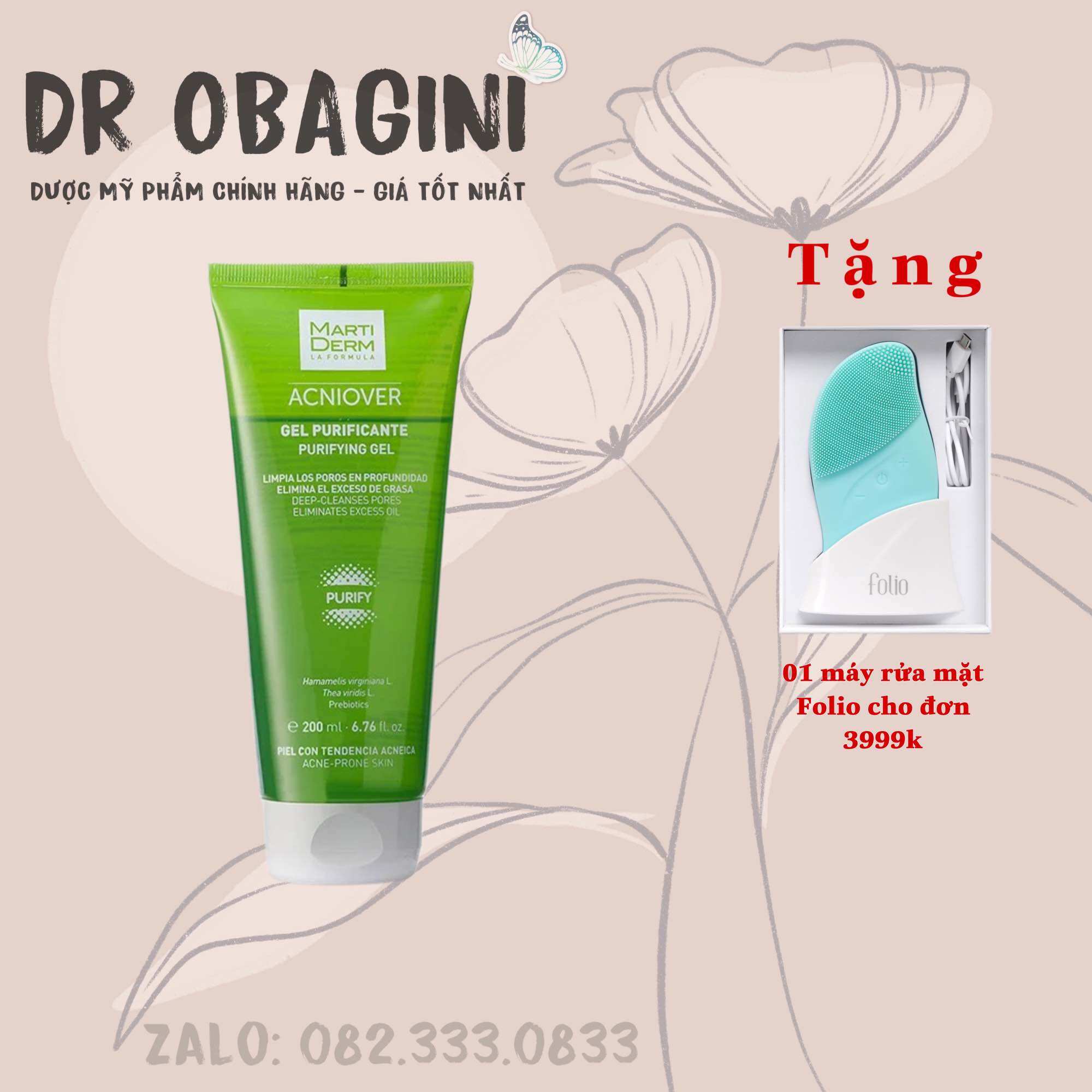 [HCM]Gel rửa mặt cho da dầu mụn - MartiDerm Acniover Purifying Gel (200ml)