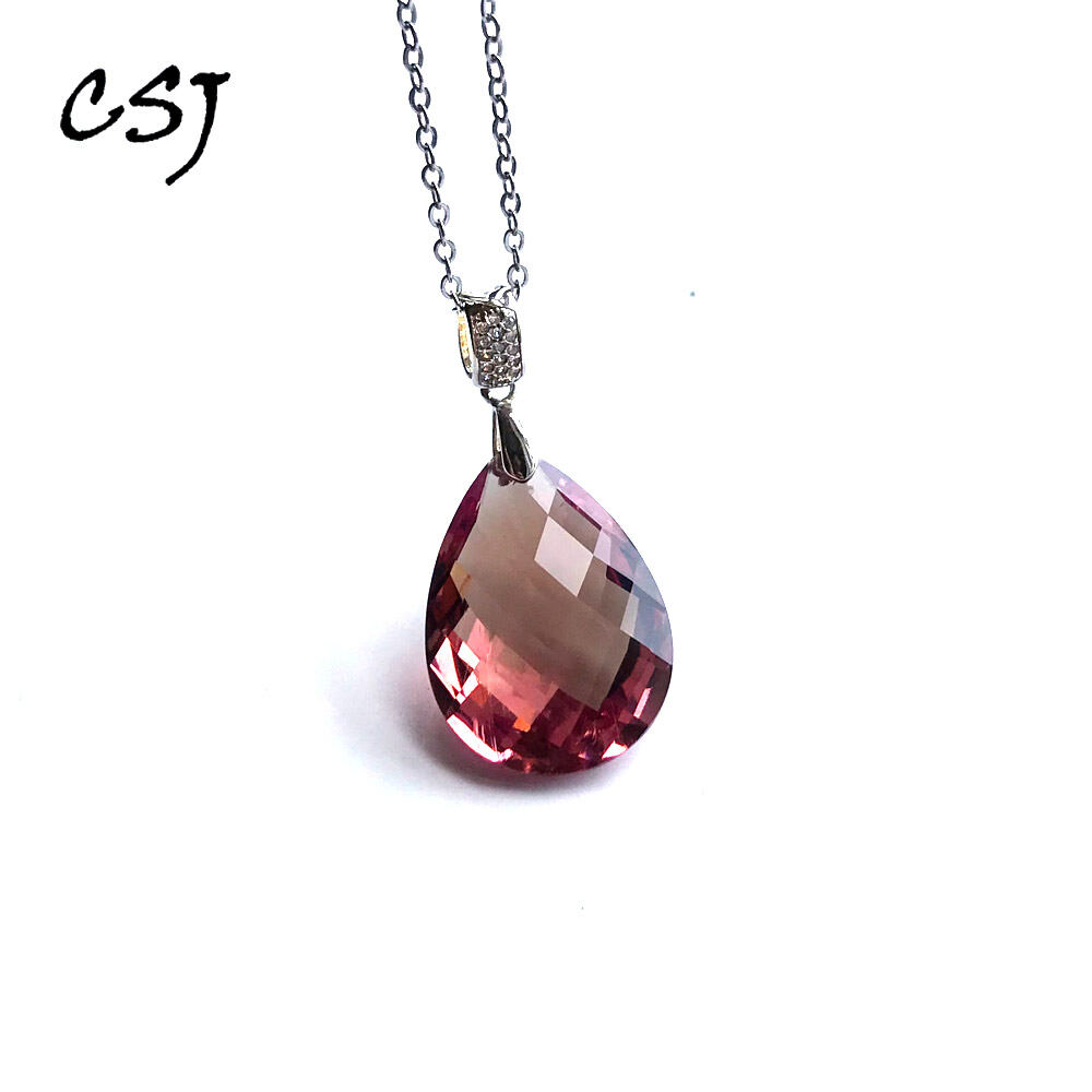 Csj Lê 18*25mm Zultanite Mặt Dây Chuyền Vòng Cổ Sterling Bạc 925 Mỹ Trang Sức Tạo Ra Sultanite Đổi Màu Cho Nữ Quà Cưới