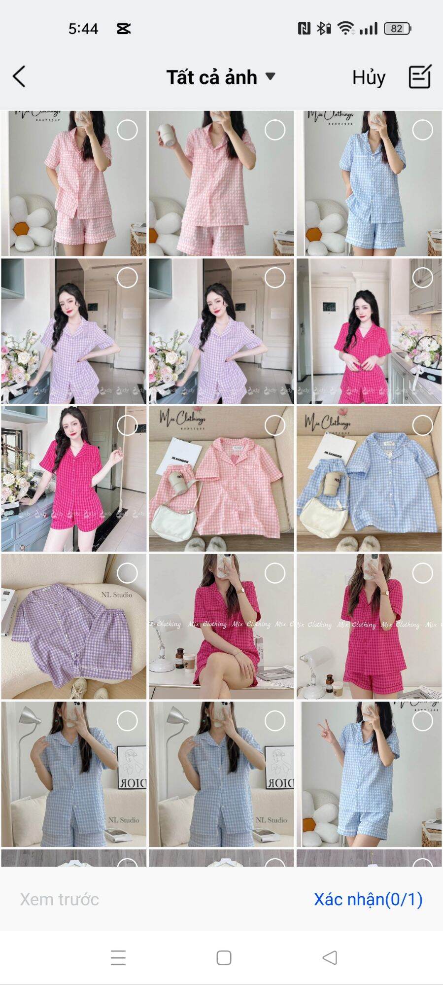 Sét bộ đùi pyjama kẻ xốp cổ vét