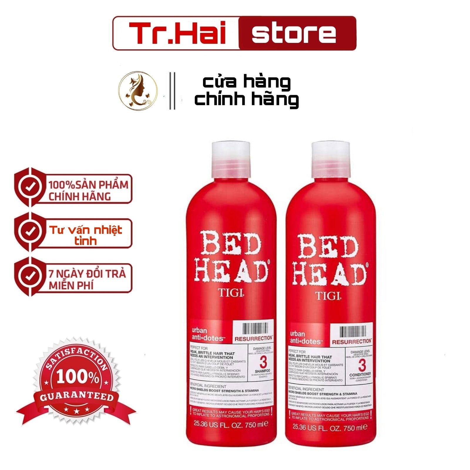 Cặp gội xả tigi đỏ tigi bed head hàng chính hãng 750ml x2
