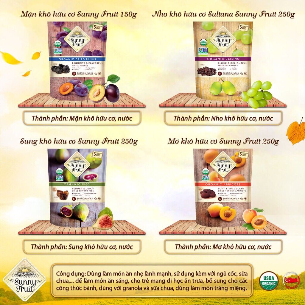 [ Gói nhỏ 50g] Mơ khô hữu cơ Sunny Fruit