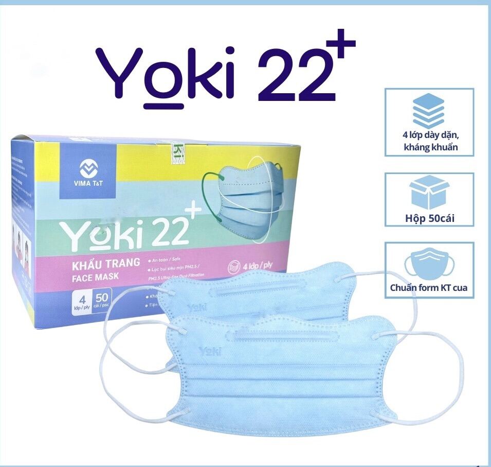[Thùng 300 Cái] Khẩu trang Cua Yoki 22+ kiểu dáng KF94 thời trang 4 lớp dày kháng khuẩn