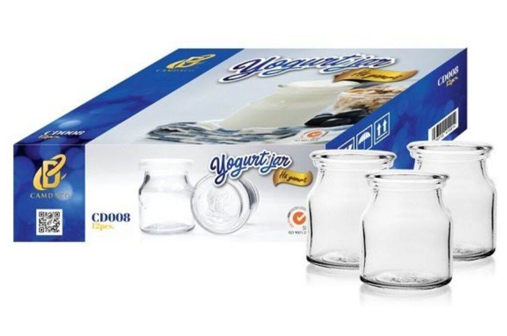 Hủ yaourt thủy tinh Cẩm Đạt 100ml tặng thêm 10 muỗng