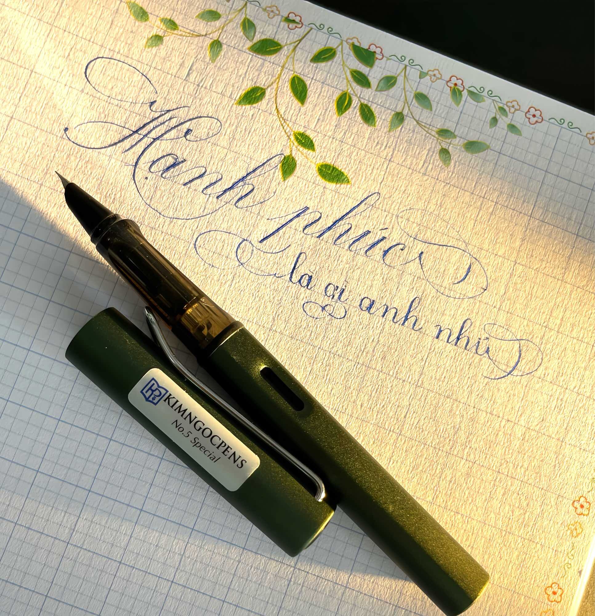 Bút mài Kimngocpens No5* Special cao cấp ngòi lá 101 không gỉ Bút luyện chữ đẹp Bút máy Bút luyện Calligraphy nét thanh đậm