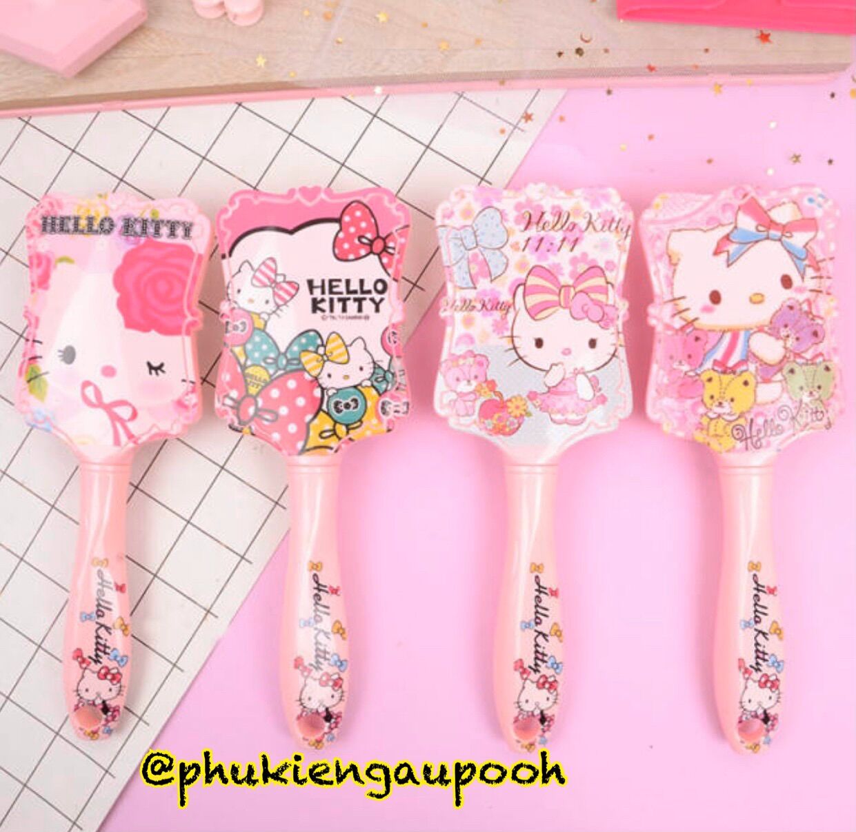 Lược gai hình mèo hello kitty xinh xắn dễ thương cho bé lược chải tóc hello kitty đẹp tiện dụng lược gai massage hello kitty