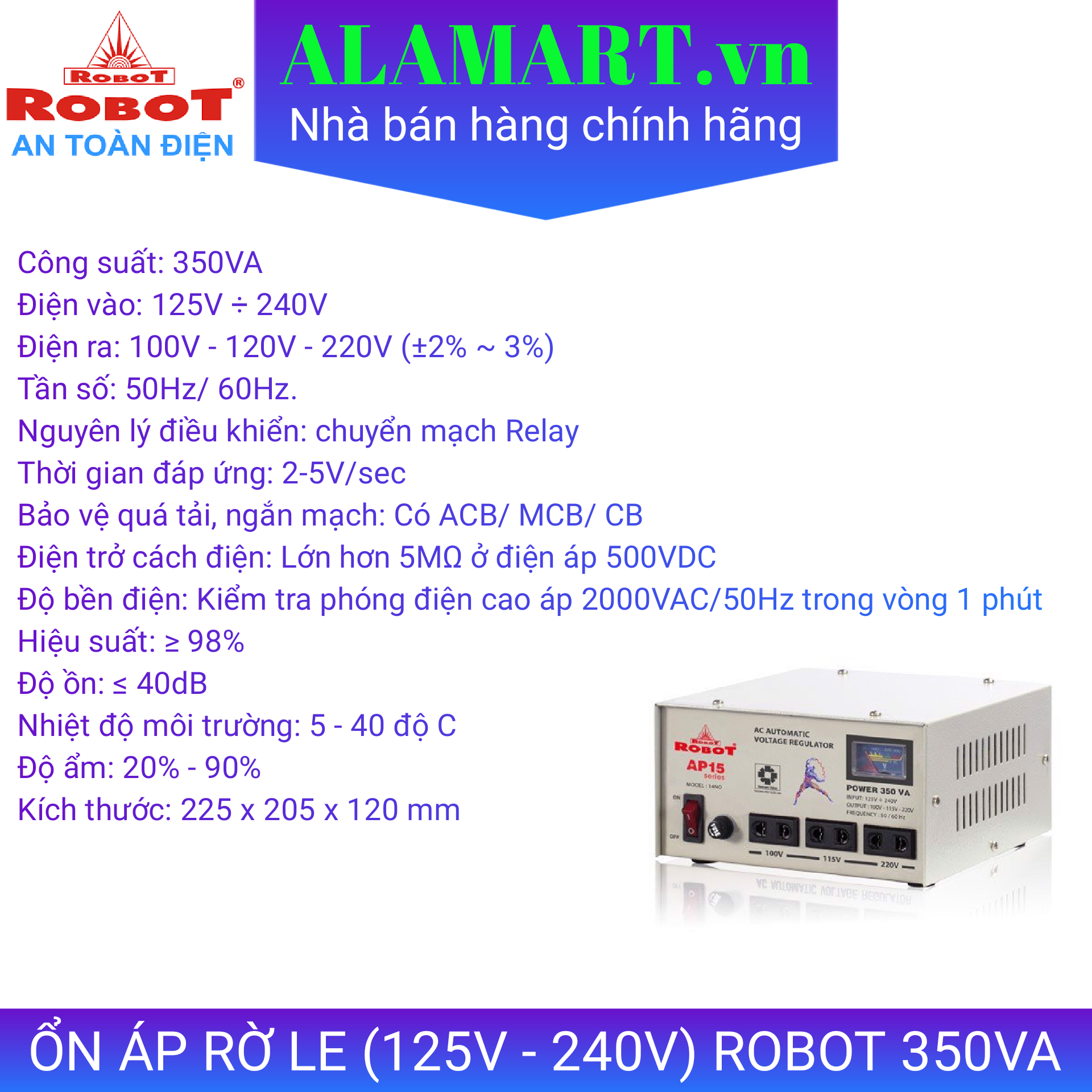 Ổn áp rơle Robot 350VA