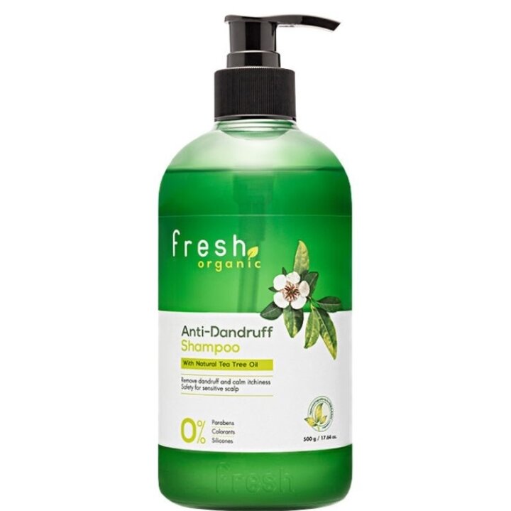 Dầu Gội Giảm Gàu Fresh Tea Tree Anti Dandruff Shampoo Organic Chiết Xuất Từ Tràm Trà 500gr