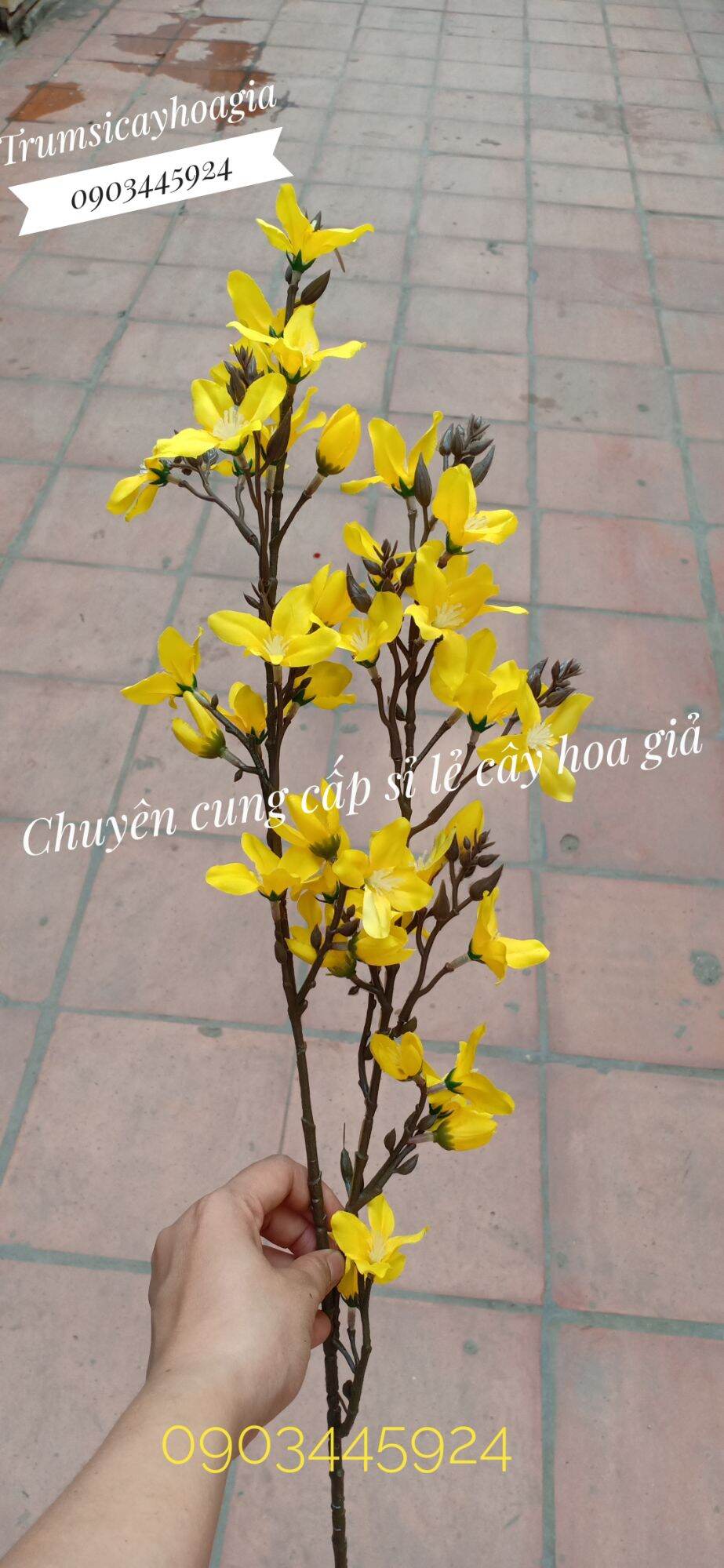 Cành mai mỹ cao cấp mô phỏng cao 90cm - hoa giả