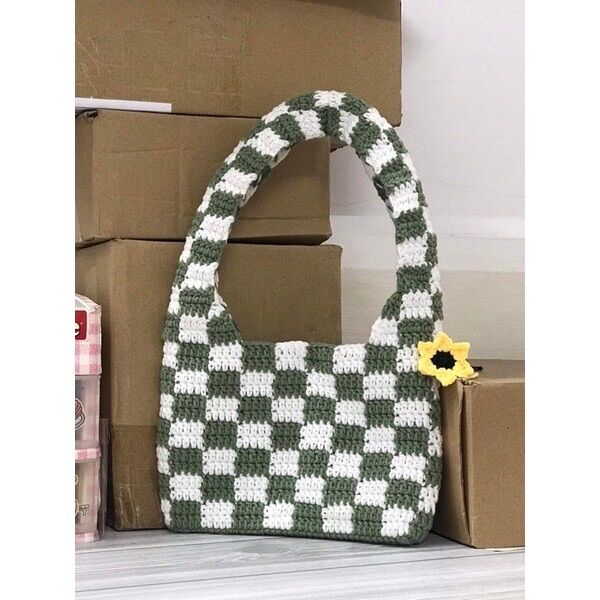 CHECKERED BAG. TÚI LEN CARO HANDMADE
