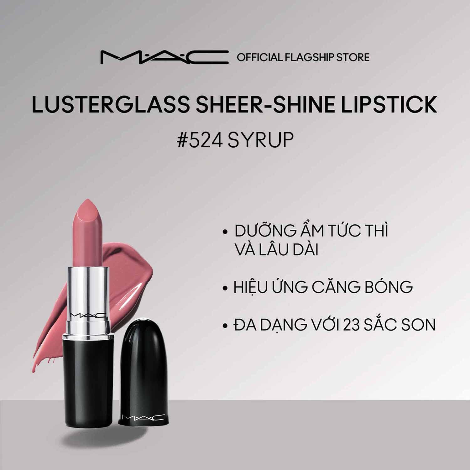 [ƯU ĐÃI 15-17.12] Son thỏi MAC Lustreglass Sheer Shine / hiệu ứng lấp lánh mờ nhẹ và lâu trôi - Sản phẩm trang điểm bán chạy