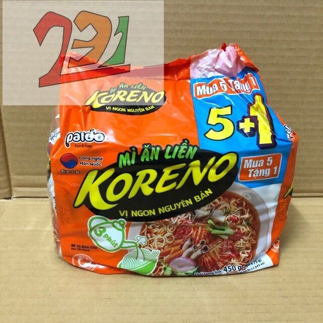 Lốc mỳ ăn liền úp 3 phút koreno paldo