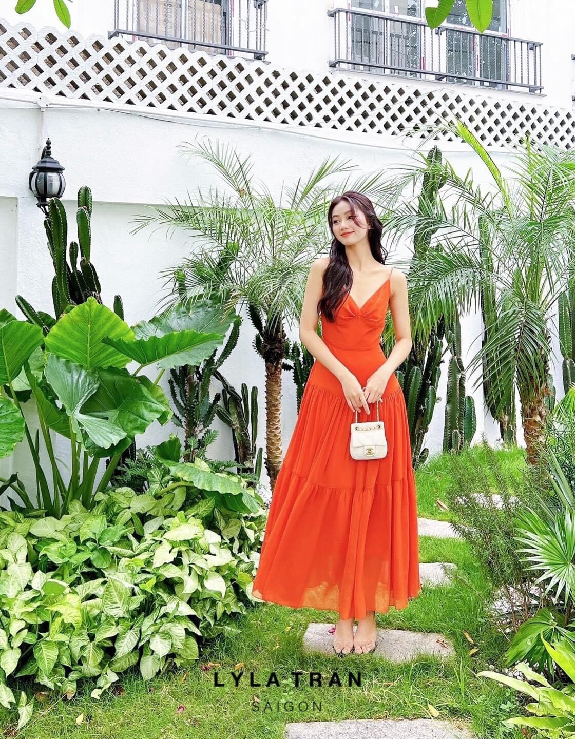 Đầm 2 dây cam bèo phom maxi dễ mặc (MINNIE)