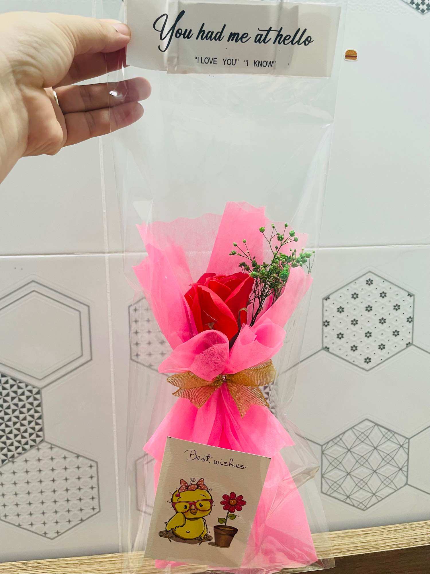 Bó Hoa Sáp 1 Bông Kèm Thiệp - túi