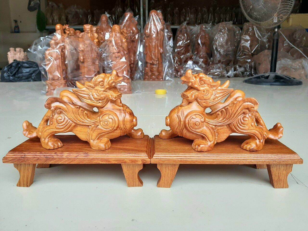 Cặp tỳ hưu phong thủy bằng gỗ bách xanh