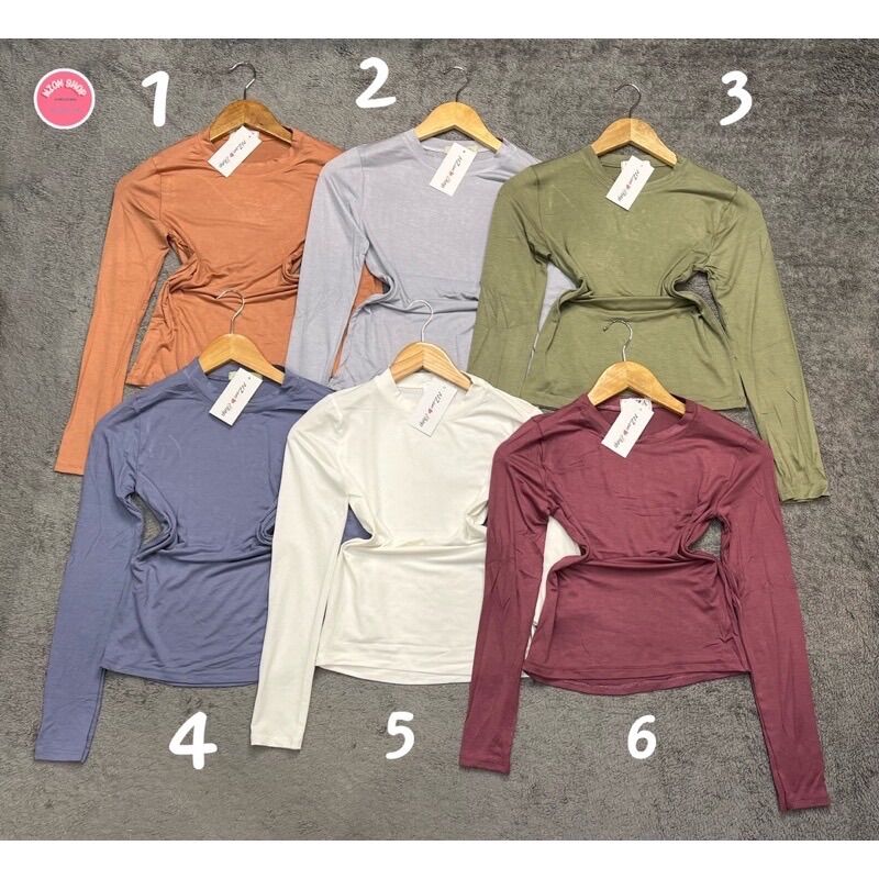 Combo 3 áo thun trơn body cổ tròn tay dài