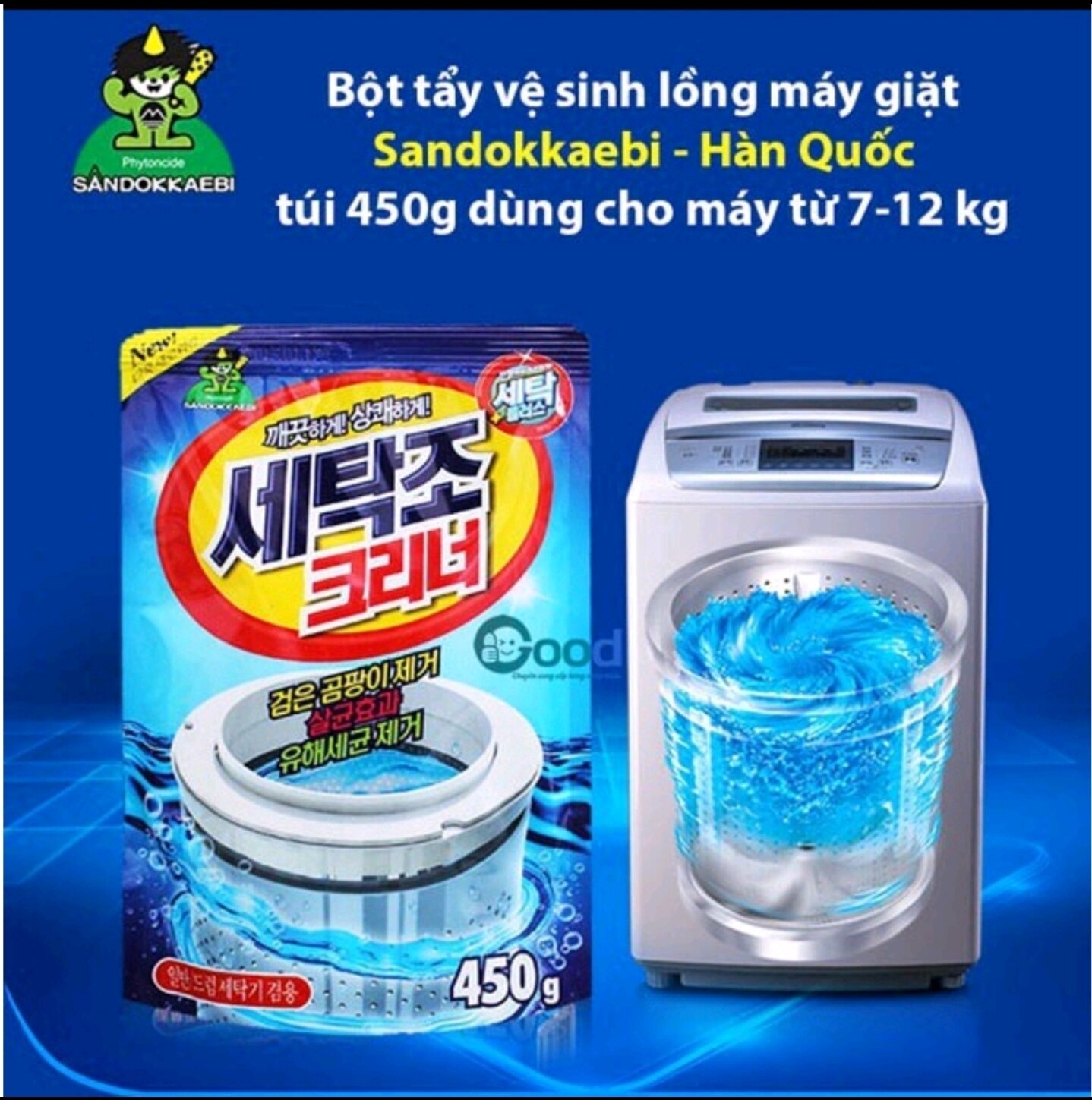 Bột tẩy vệ sinh lồng máy giặt sandokeaeei Hàn Quốc 450Gr