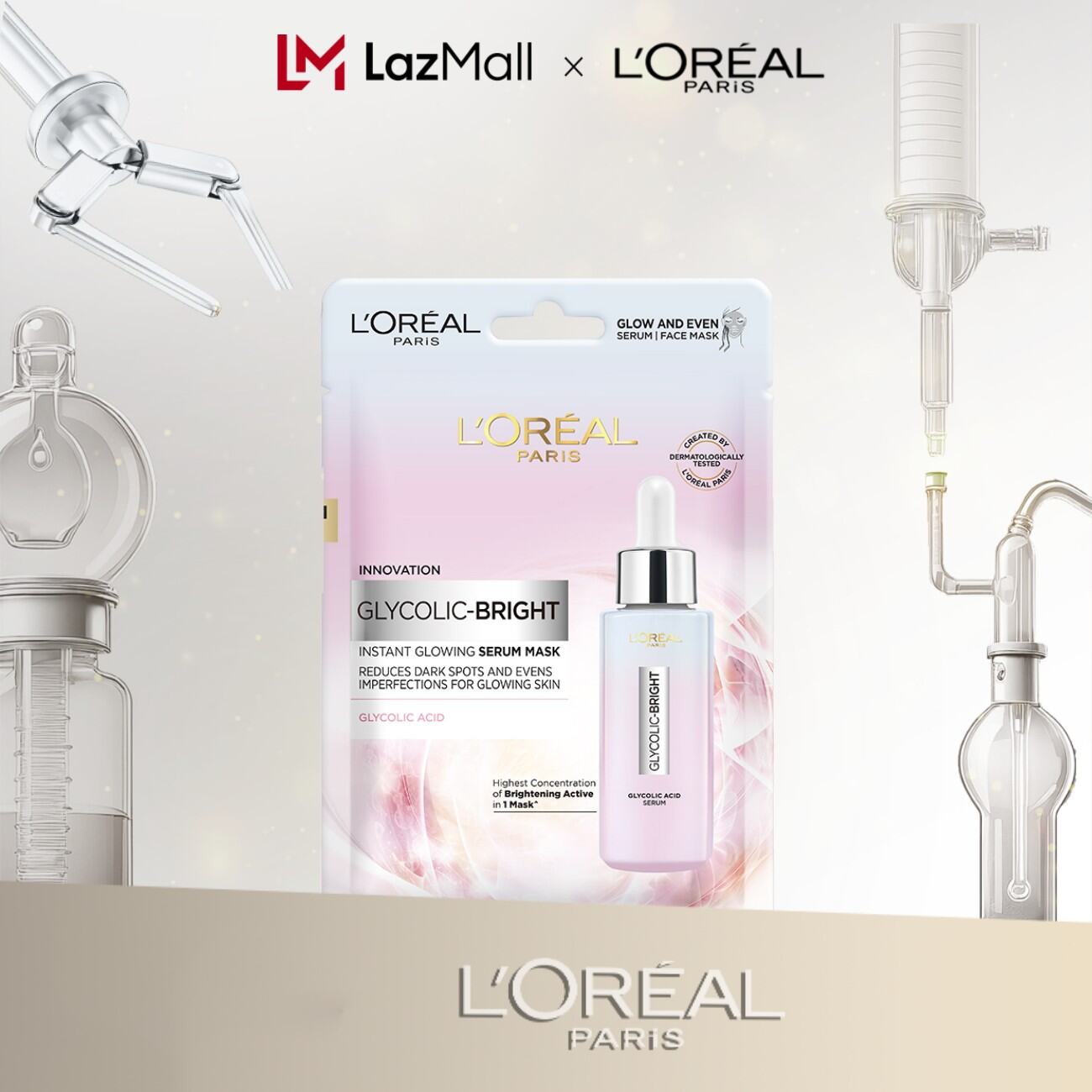 Mặt nạ dưỡng sáng mờ thâm nám L'Oreal Paris Glycolic (AHA) Bright 22g
