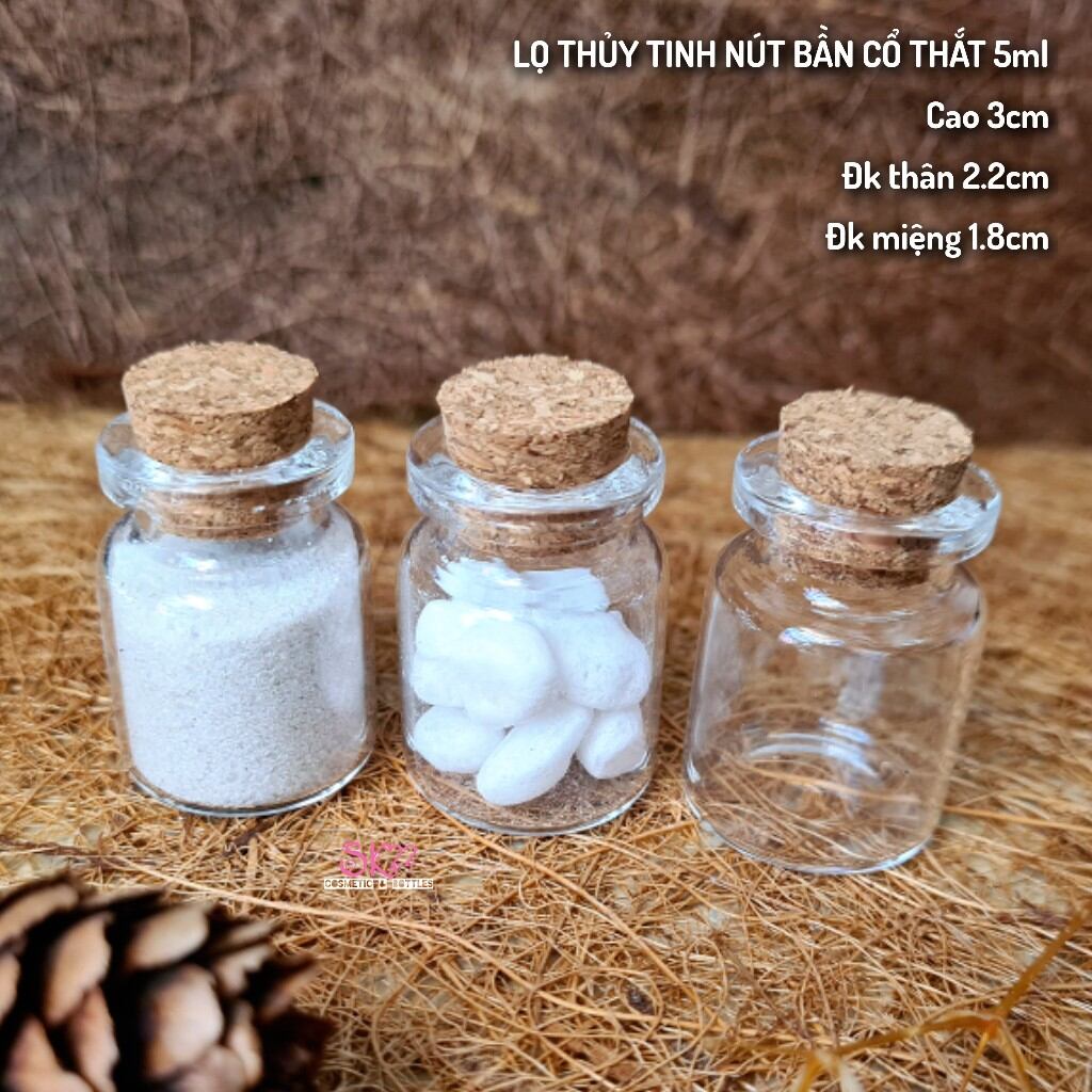 [Nhiều size]Set 3 LỌ THỦY TINH NÚT BẦN CỔ THẮT NHỎ