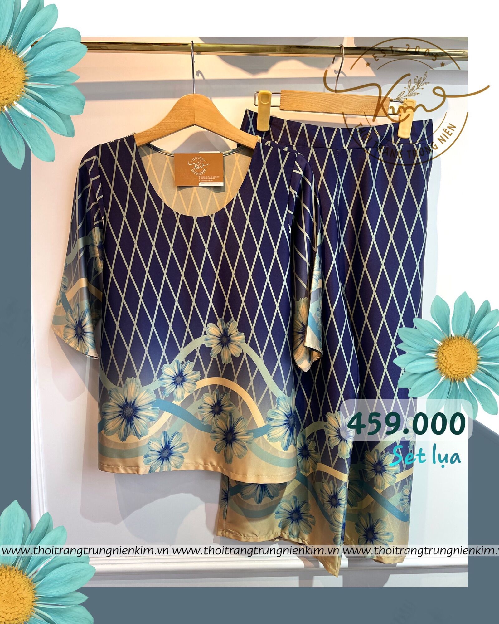 Set lụa hoạ tiết sang trọng