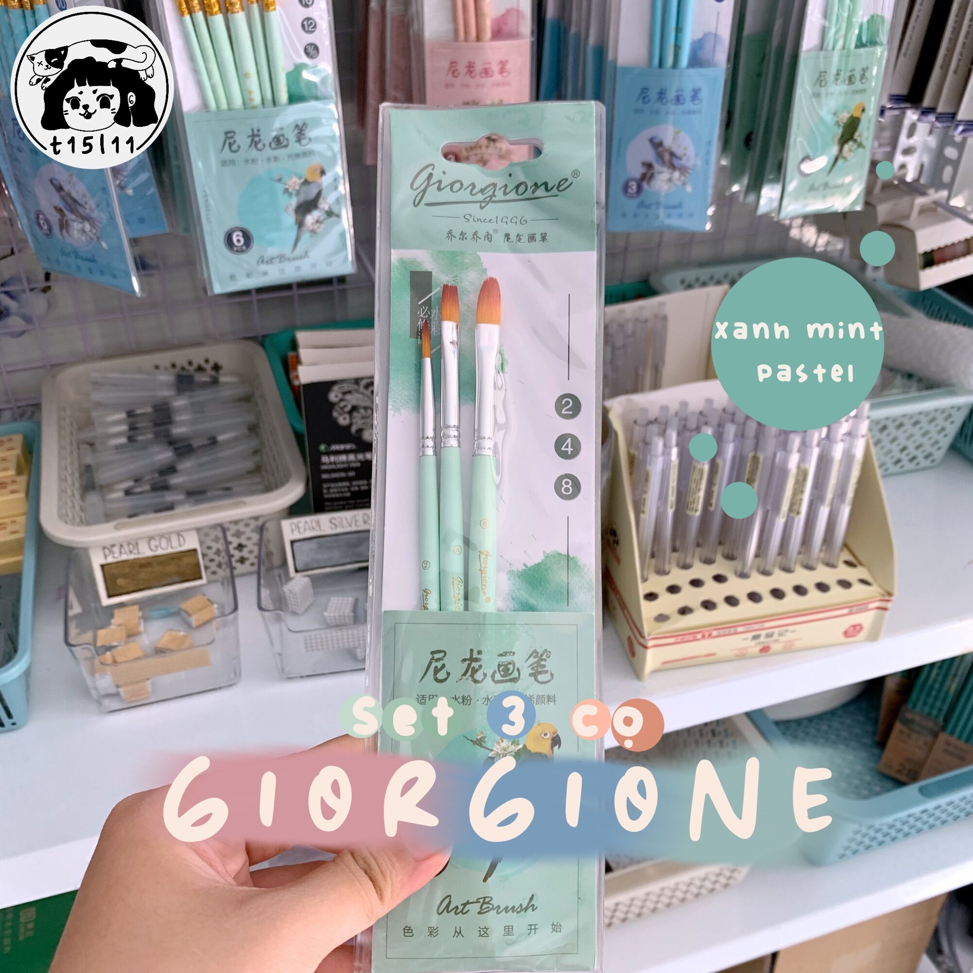 [t15l11] Set 3 cọ vẽ màu nước Giorgione