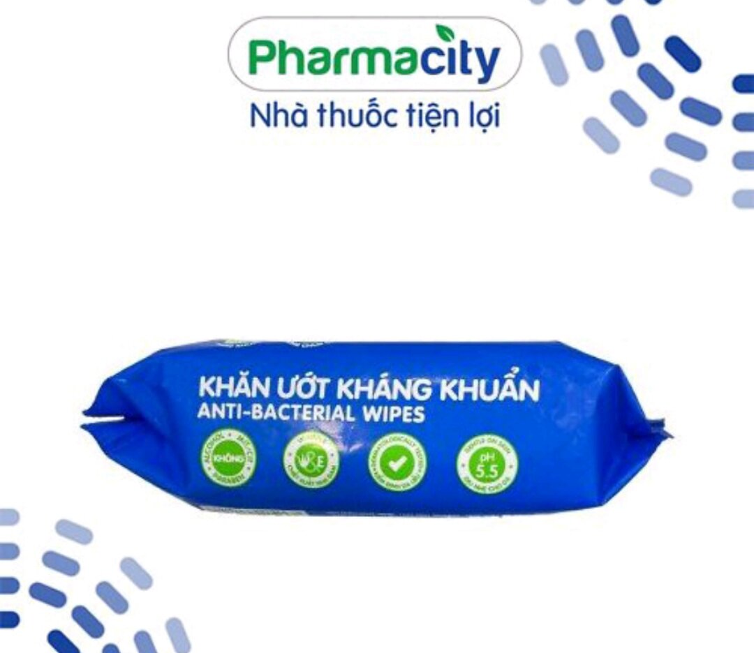 Khăn ướt kháng khuẩn Pharmacity ( gói 30 tờ)