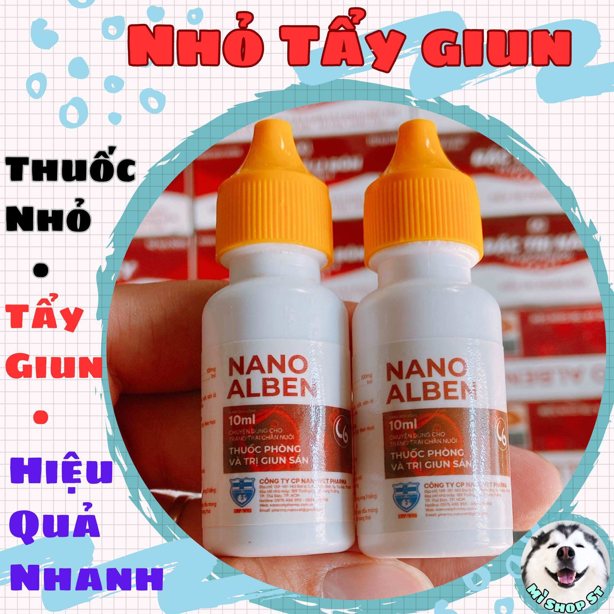 Nano alben tẩy giun sán gà đá, chim cảnh lọ 10ml