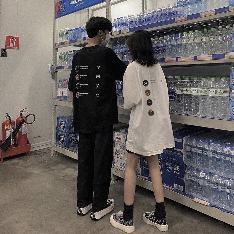 Áo Thun Nam Nữ , Áo Cặp Unisex 2 Màu Đen Trắng Trùm Croptop Phông Rộng In Hình Sadboyram 40-65kg