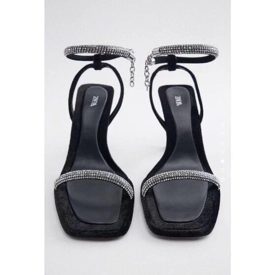 Sandal ZR hai quai đá trắng cao 9cm ( sẵn hàng)