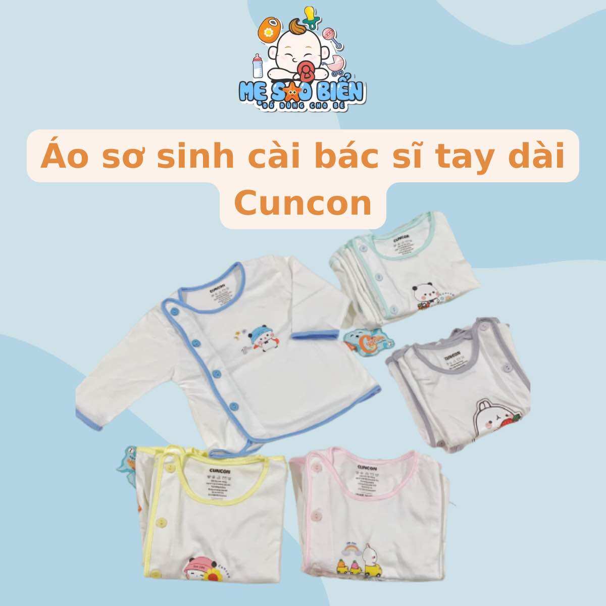Áo sơ sinh cài bác sĩ tay dài cuncon