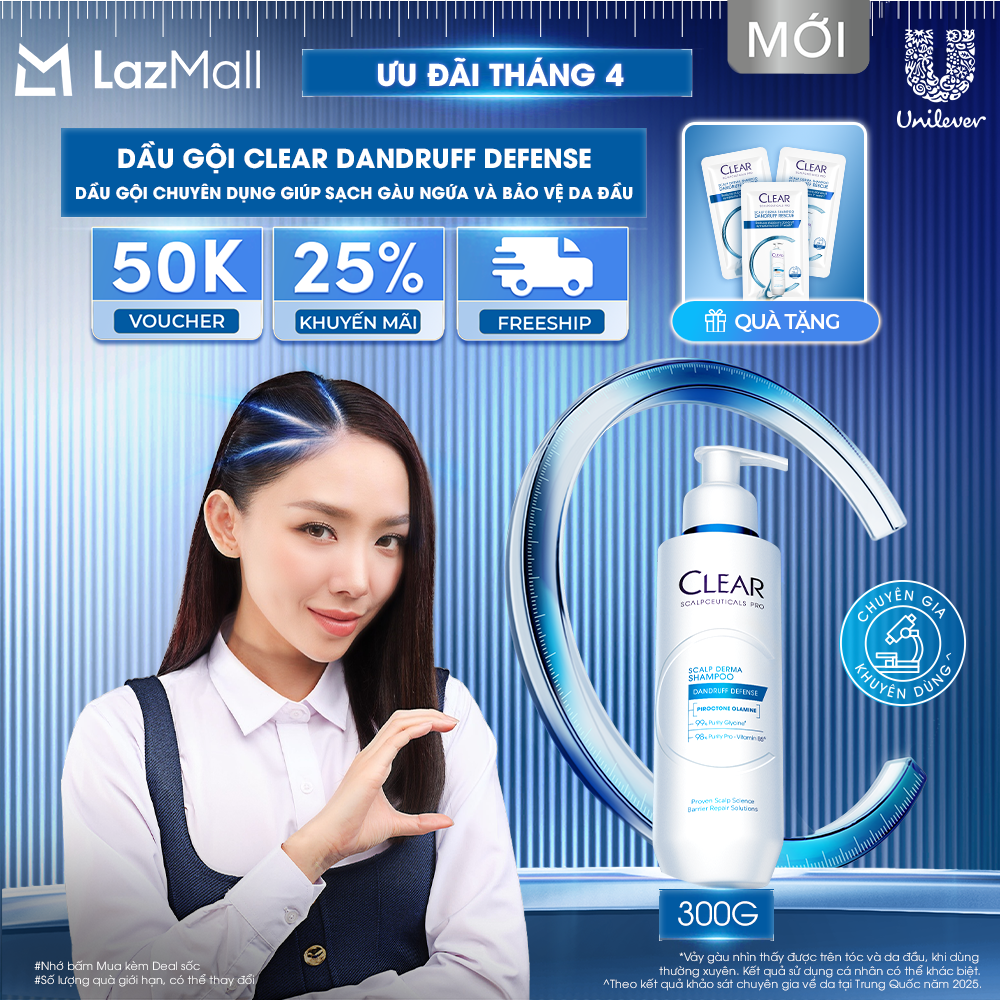Dầu gội sạch gàu và bảo vệ da đầu Clear Scalpceuticals Pro Dandruff Defense 300G