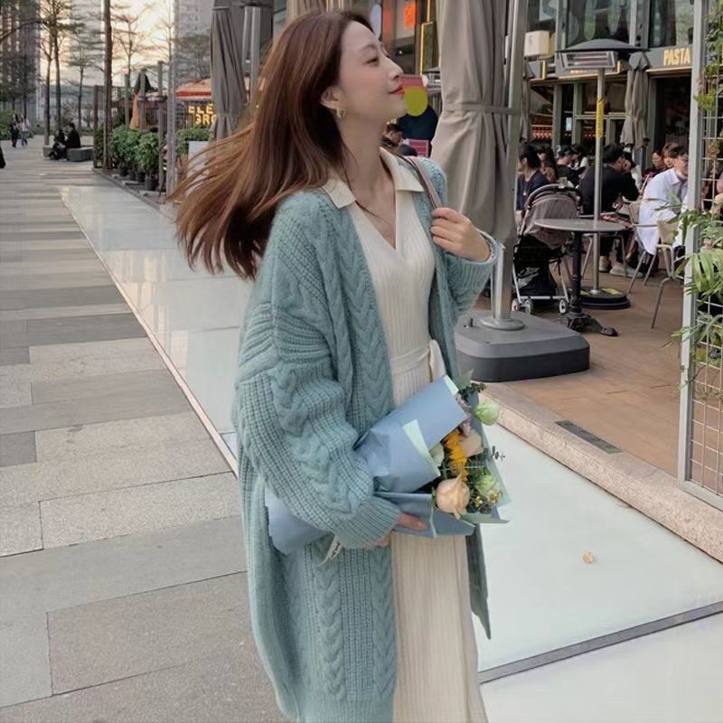 Áo len cardigan vặn thừng dáng dài