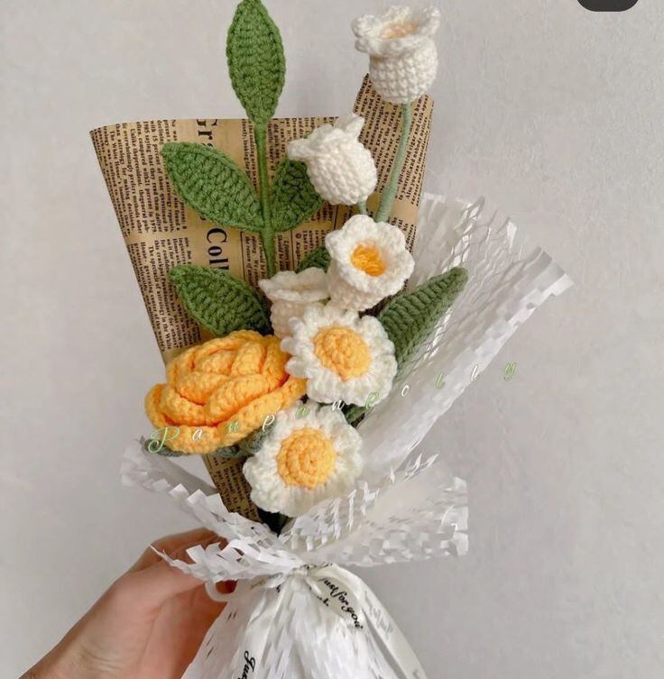 hoa bó bằng len handmade