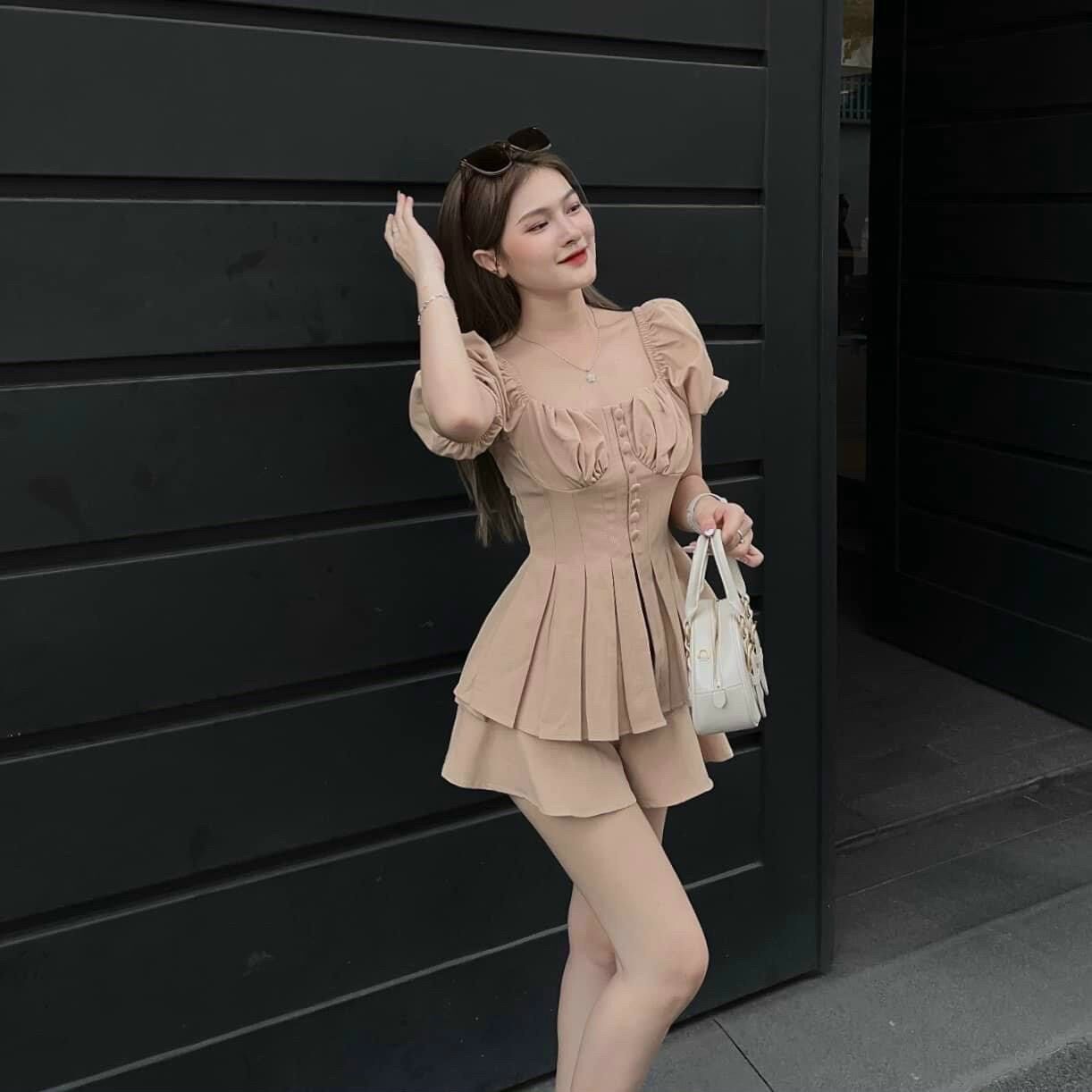 (SHOP TÁO ĐỎ BIGSIZE 50KG ĐẾN 90KG) set bộ tay phồng peplum quần ngắn