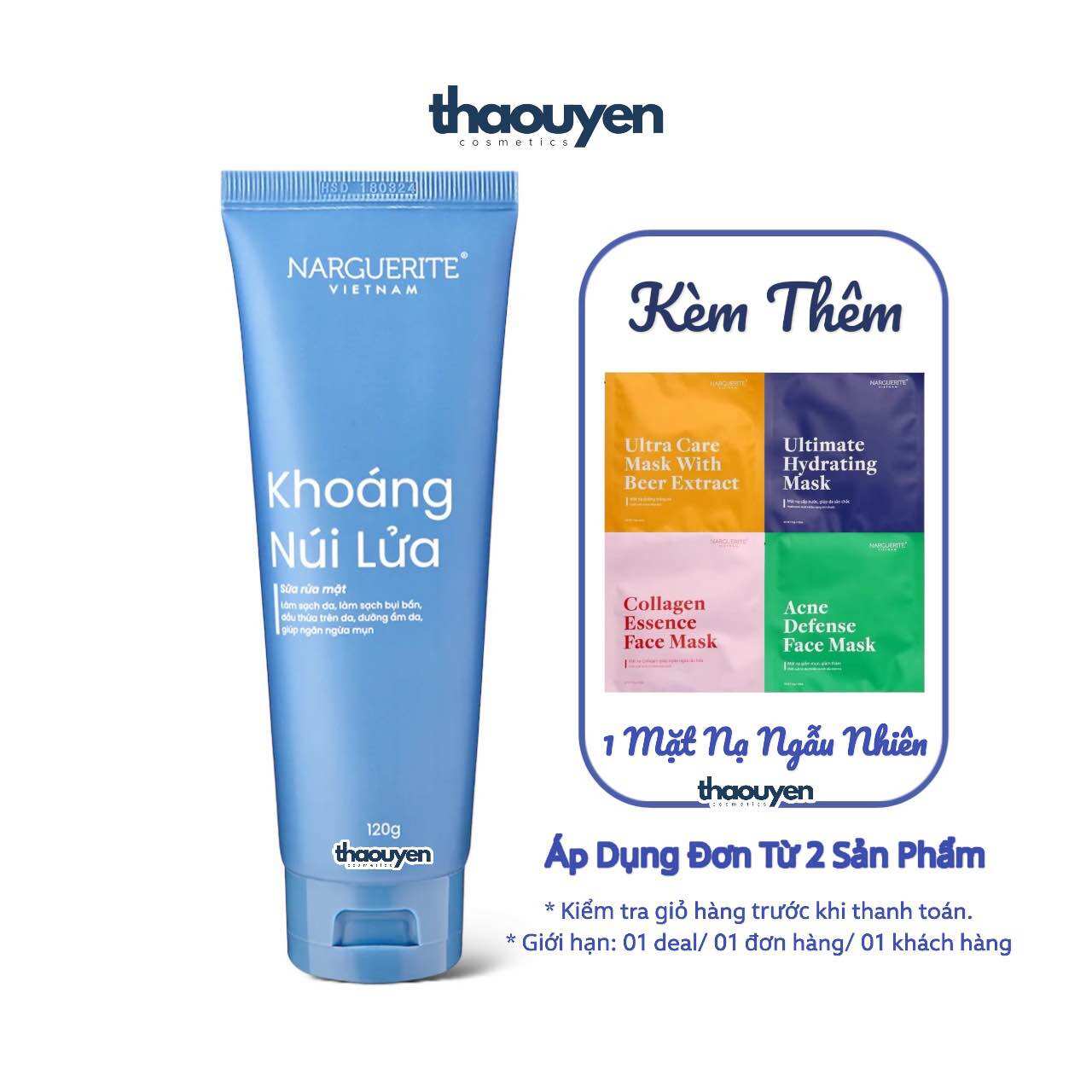 Sữa Rửa Mặt Khoáng Núi Lửa Narguerite 120gr Làm Sạch Sâu Kiềm Dầu Và Ngăn Ngừa Mụn