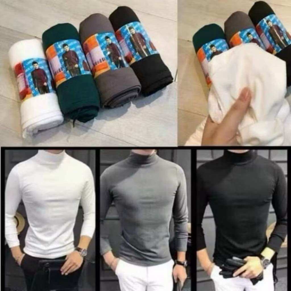 Combo 3 Áo Giữ Nhiệt Nam Áo Thun Nam Tay Dài Có Cổ Cao Lót Nỉ Cotton Thu Đông Giữ Ấm Thể Thao Cao Cấp Màu Trắng Đen Ghi