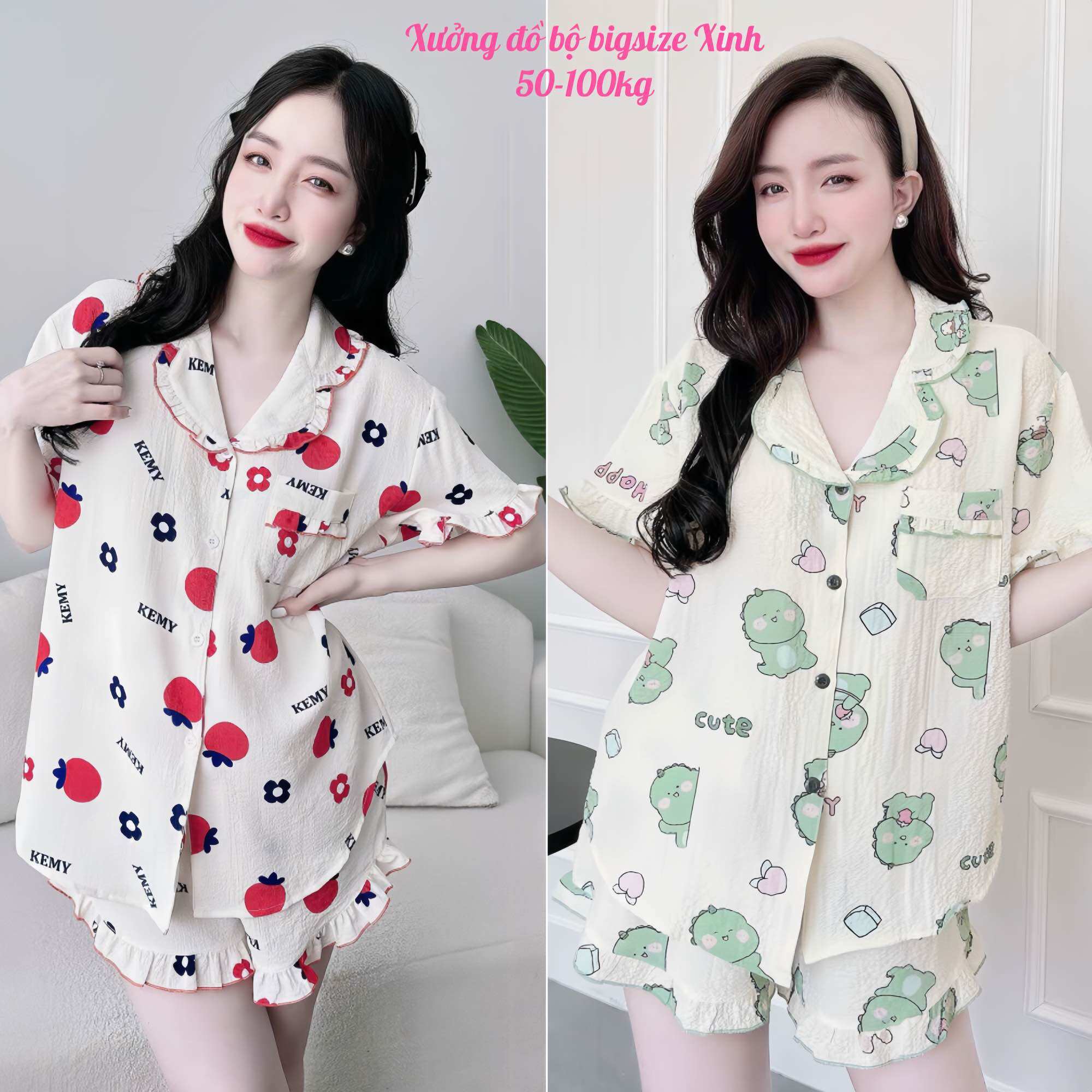 Đồ bộ bigsize đùi 50-100kg đồ mặc nhà mềm mát dành cho nữ 50-100kg