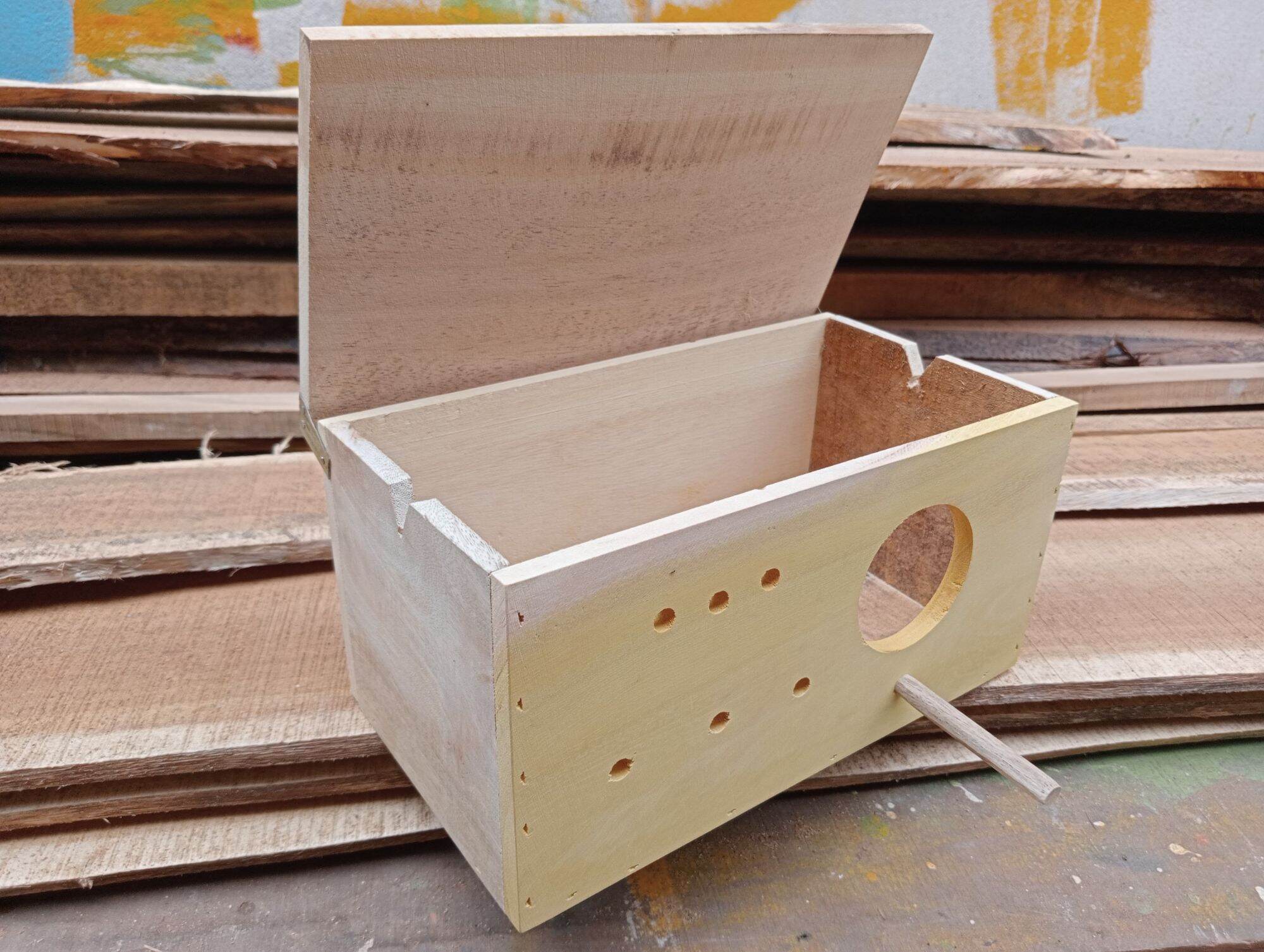 Tổ đẻ chim yến phụng ,sóc bay, vẹt gỗ thô để mộc