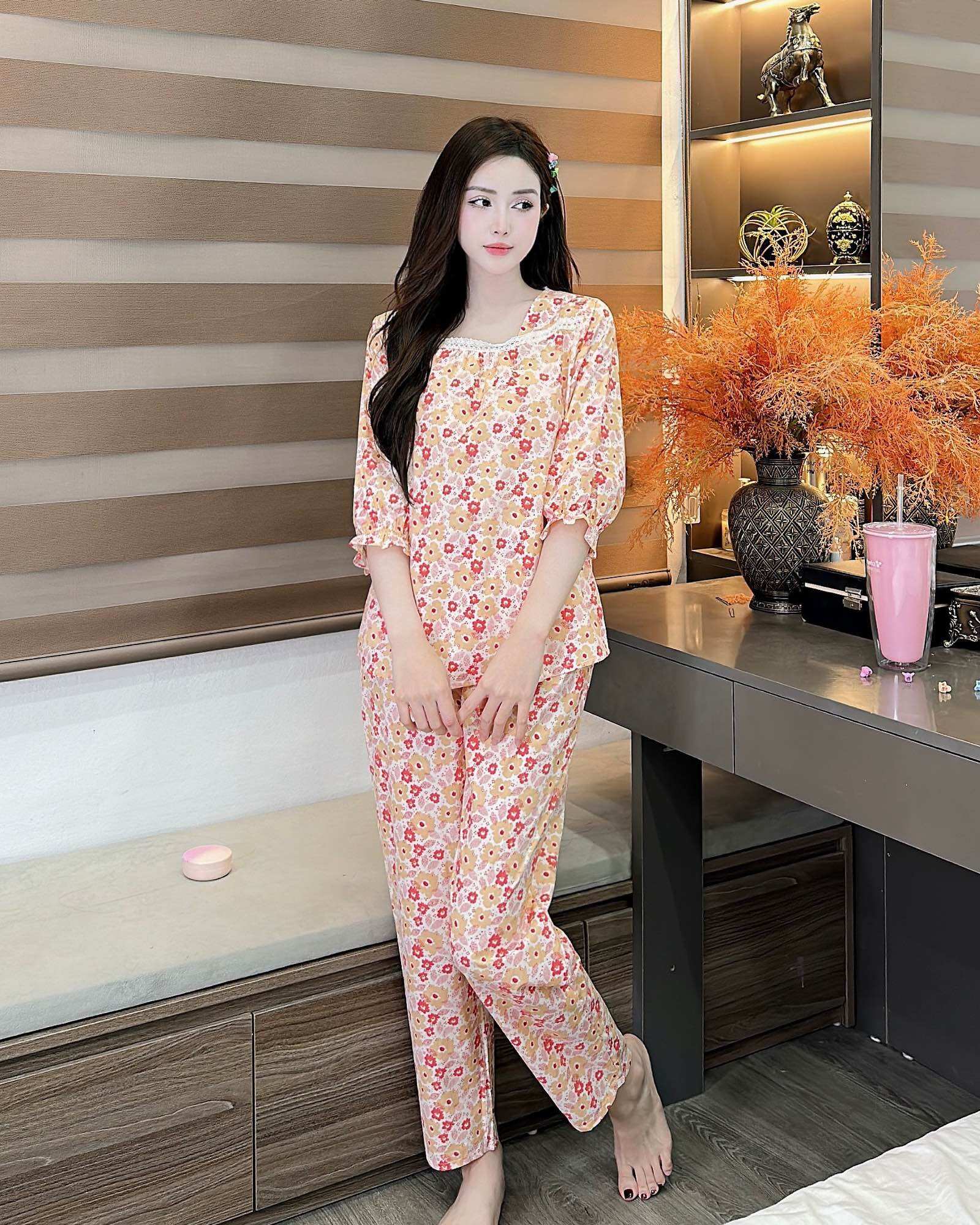 độ bộ mặc nhà nữ vải kate xinh
