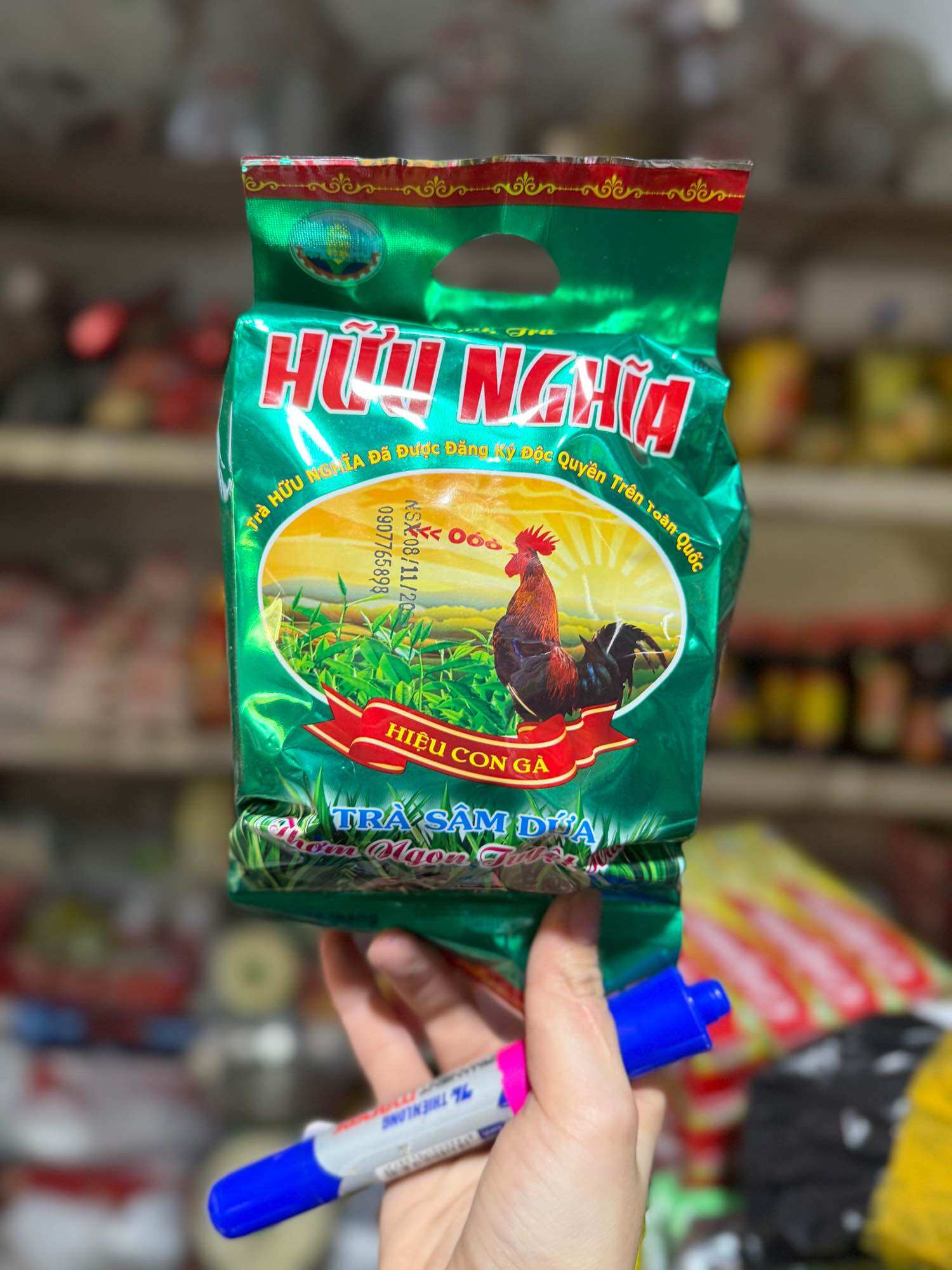 Trà hương lài, dứa hiệu (tặng kèm muỗng bên trong) con gà Hữu Nghĩa 100g