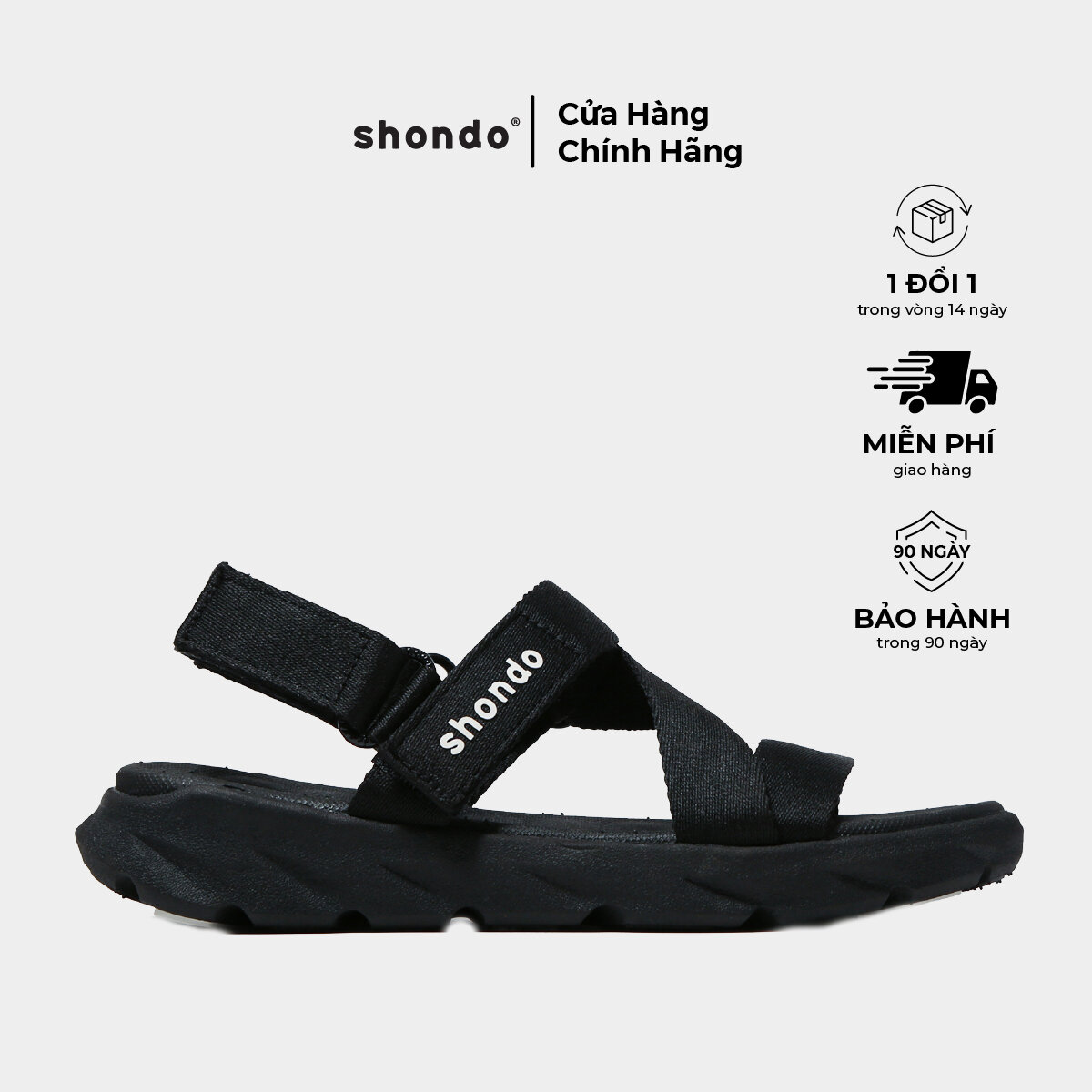 Giày Sandals Nam Nữ Unisex Shondo F6 Sport Màu Đen F6S301