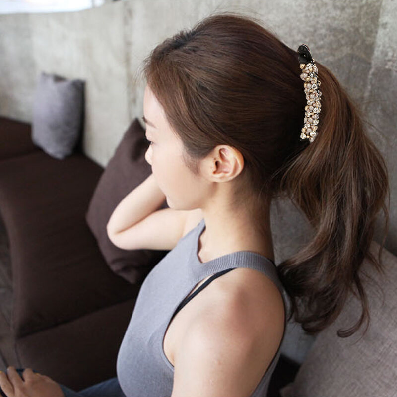 Kẹp Tóc Hình Chuối Cỡ Lớn Mới Đính Ngọc Trai Kẹp Tóc Ngang Kẹp Tóc Xoắn Kẹp Tóc Đuôi Ngựa Phụ Kiện Tóc Thời Trang