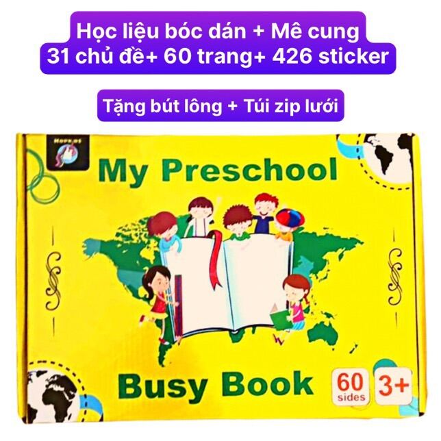 Học Liệu Bóc Dán Montessori My Preschool 31 Chủ Đề 60 Trang Busy Book Đồ