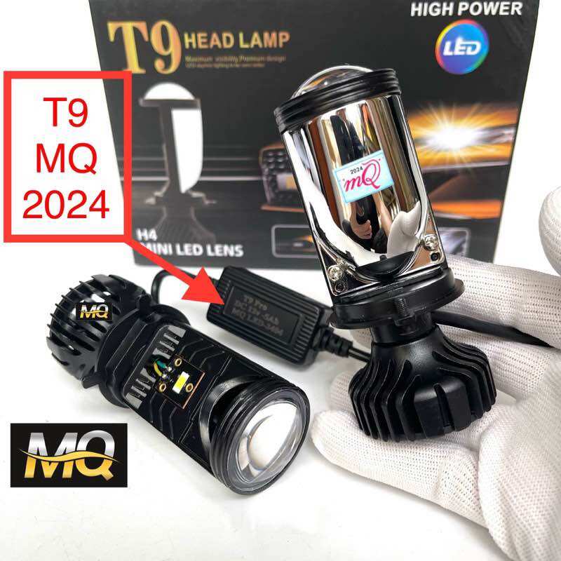 Combo km : đèn pha led bi cầu mini t9 pro mq tặng đèn hậu led nháy siêu hot