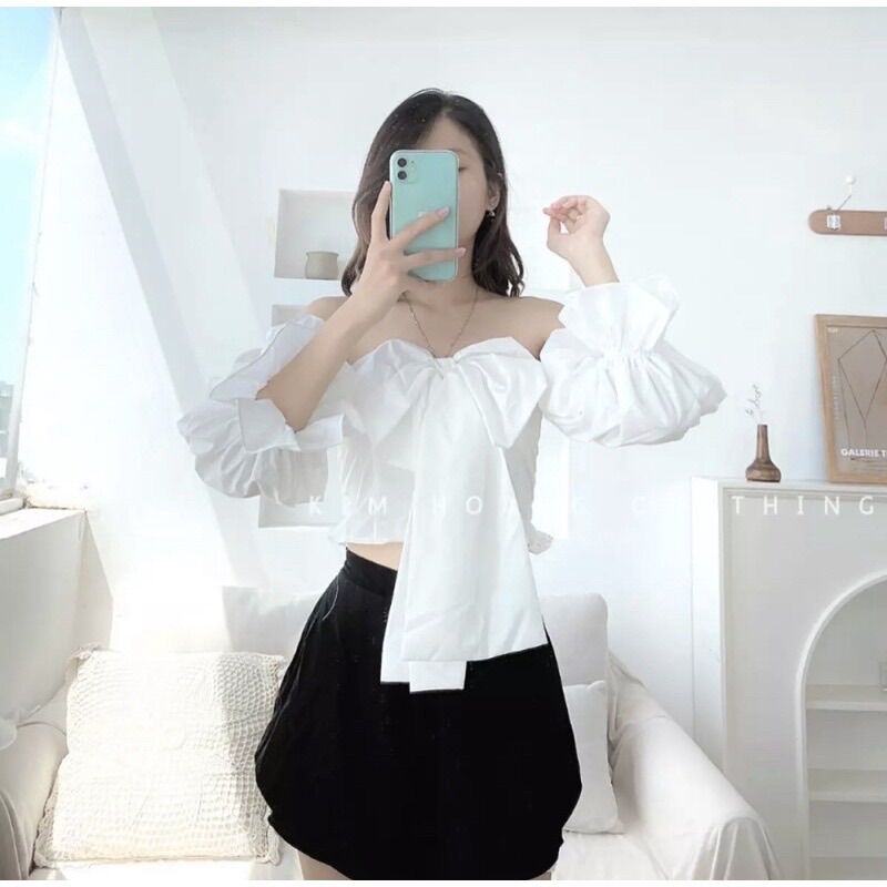 Áo trễ vai đính nơ a30